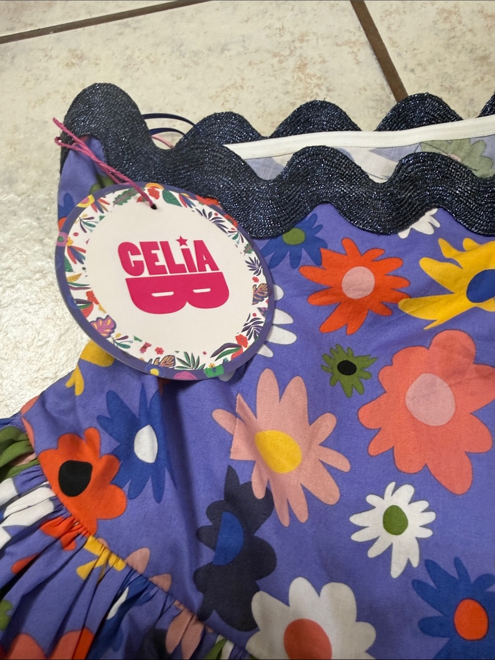 NWT Celia B Size Small Floral Ruffle Tiered Dress in Purple with Flowers - Picture 3 of 7